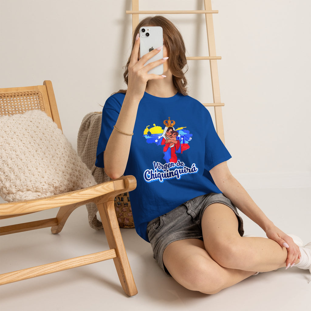 Virgen de Chiquinquirá T-Shirt — Marian Devotion Tee with Venezuelan Flag Art