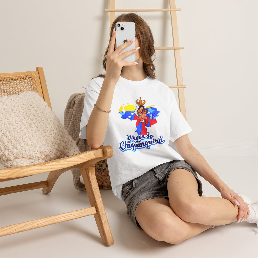 Virgen de Chiquinquirá T-Shirt — Marian Devotion Tee with Venezuelan Flag Art