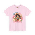 Divina Pastora Graphic Tee — Cute Marian Shepherdess Shirt with Lambs