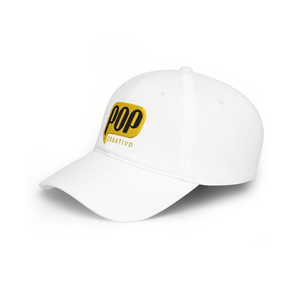 Pop Creativo Embroidered Baseball Cap — Retro Yellow Logo Low-Profile Hat