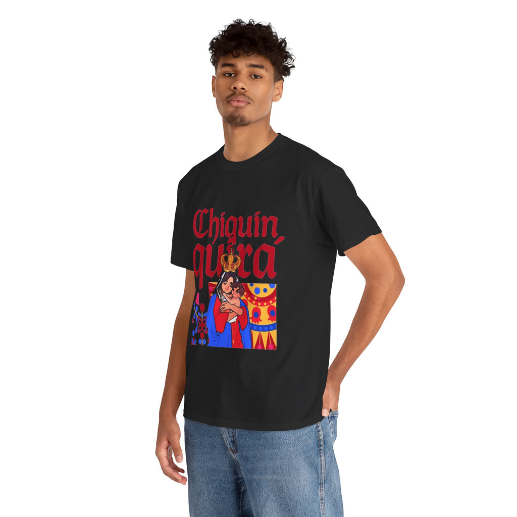 Chinita Virgen de Chiquinquirá Graphic Tee — Latinx Mother & Child Illustration Shirt