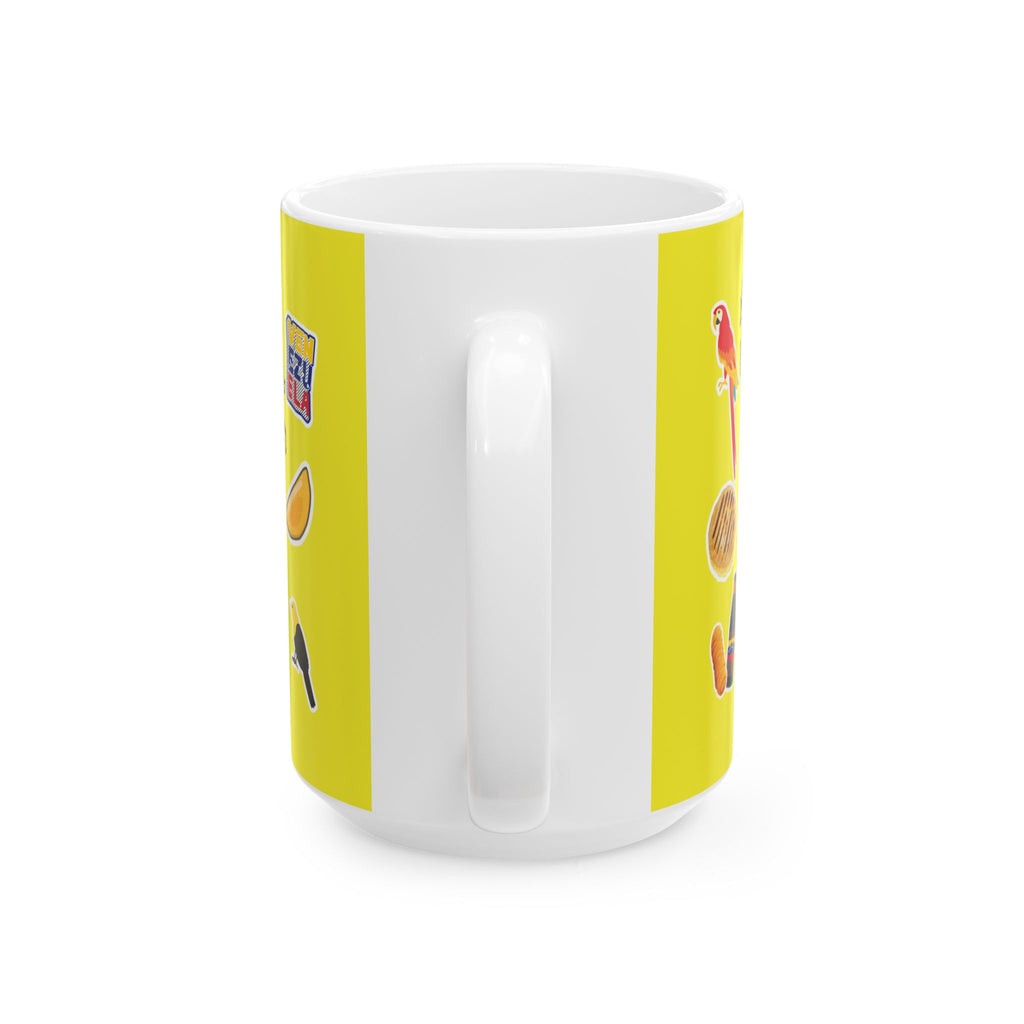Venezuela Sticker Collage Ceramic Mug — Yellow 11oz/15oz Coffee Cup