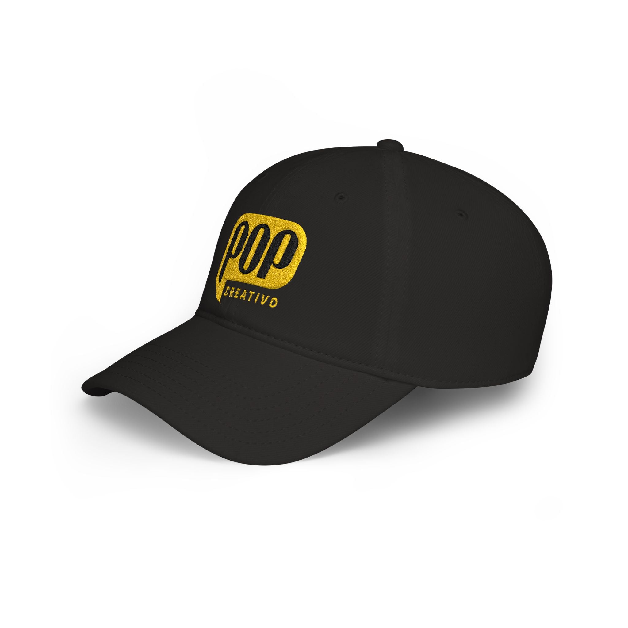 Pop Creativo Embroidered Baseball Cap — Retro Yellow Logo Low-Profile Hat
