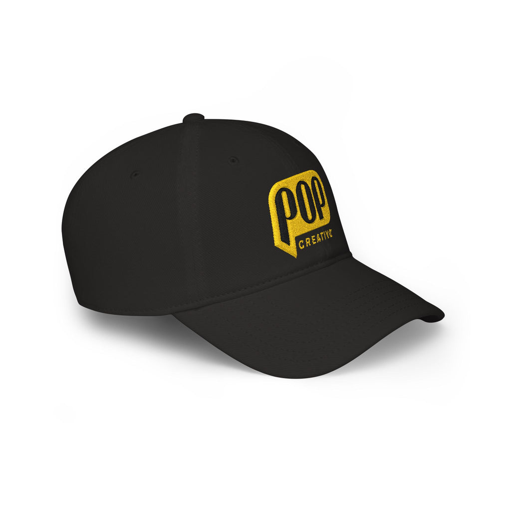 Pop Creativo Embroidered Baseball Cap — Retro Yellow Logo Low-Profile Hat