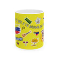 Venezuela Sticker Collage Ceramic Mug — Yellow 11oz/15oz Coffee Cup