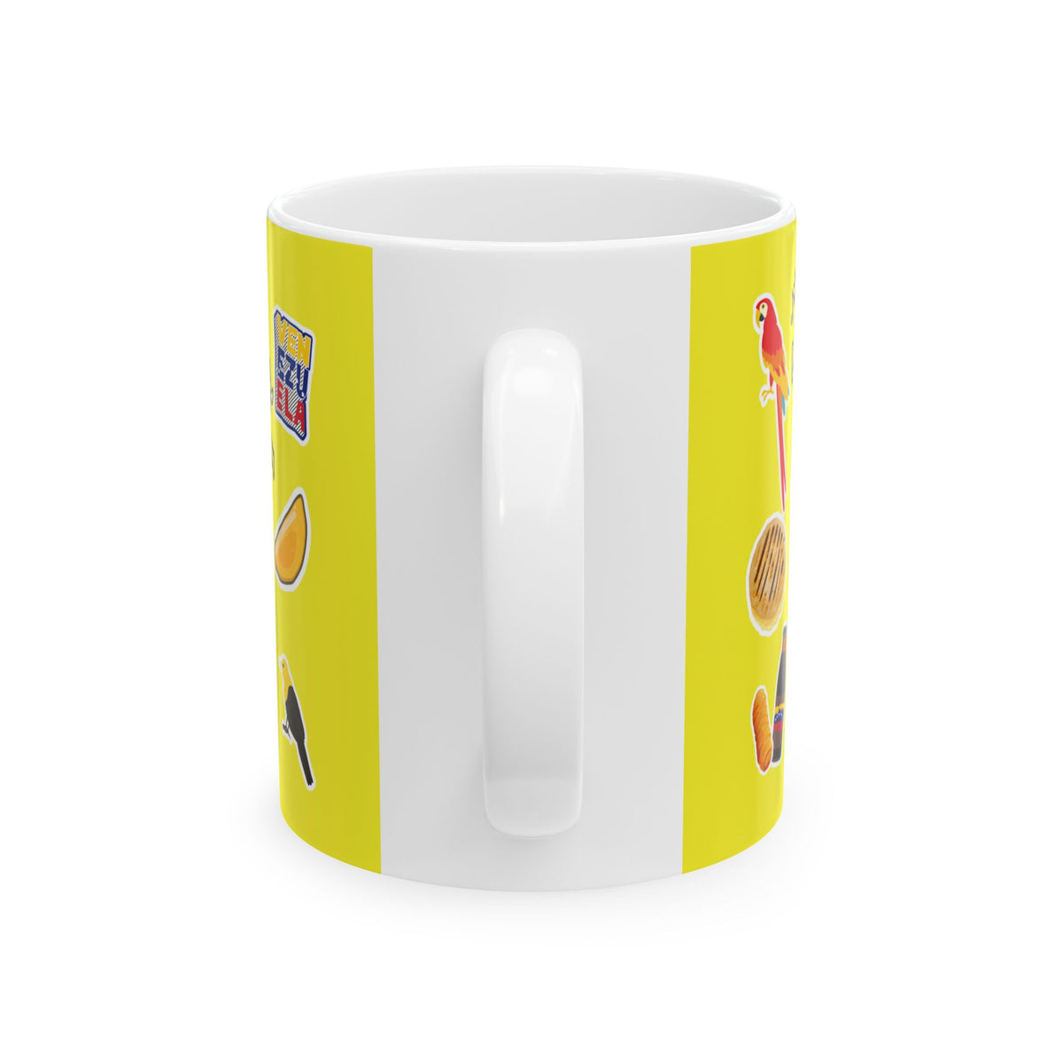 Venezuela Sticker Collage Ceramic Mug — Yellow 11oz/15oz Coffee Cup