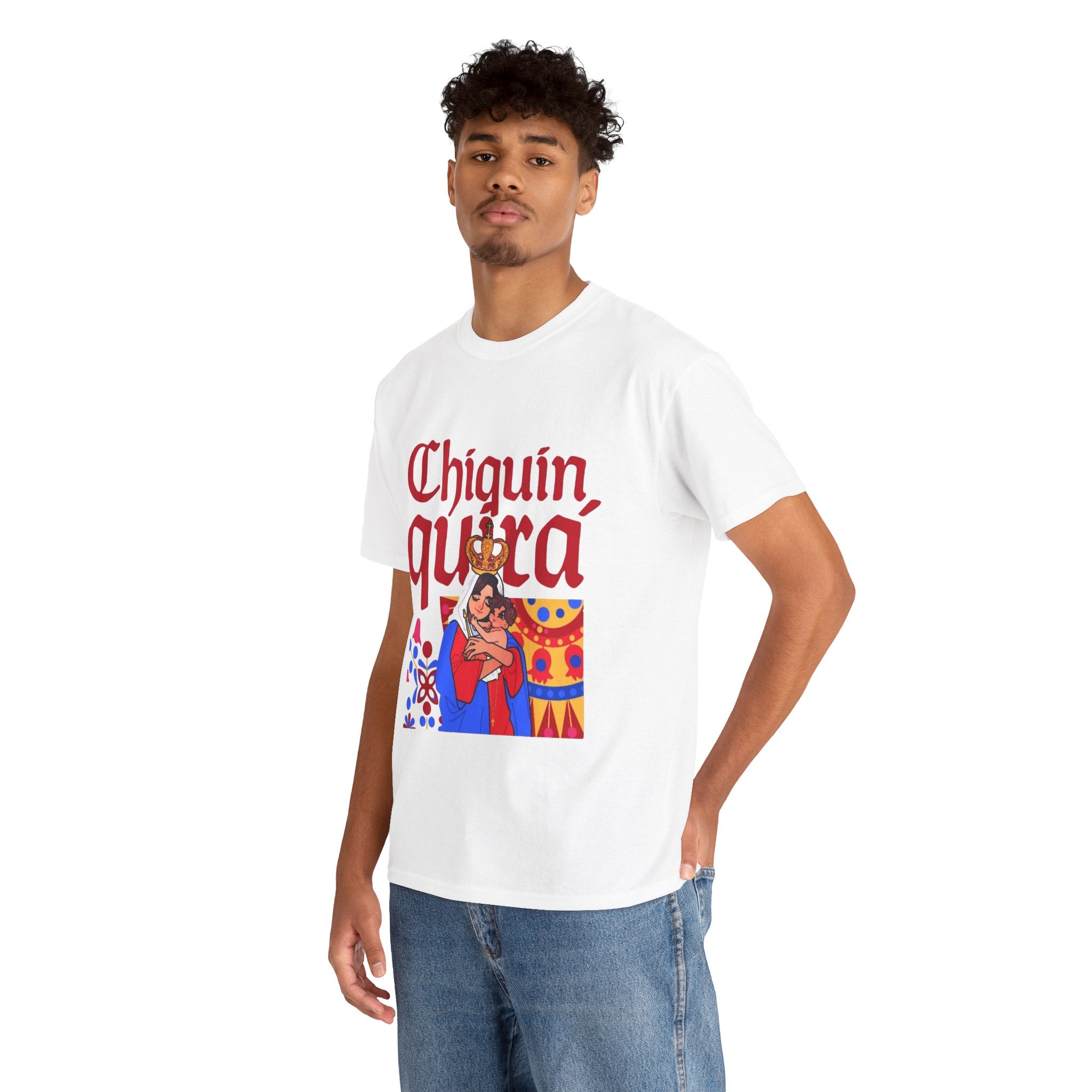 Chinita Virgen de Chiquinquirá Graphic Tee — Latinx Mother & Child Illustration Shirt