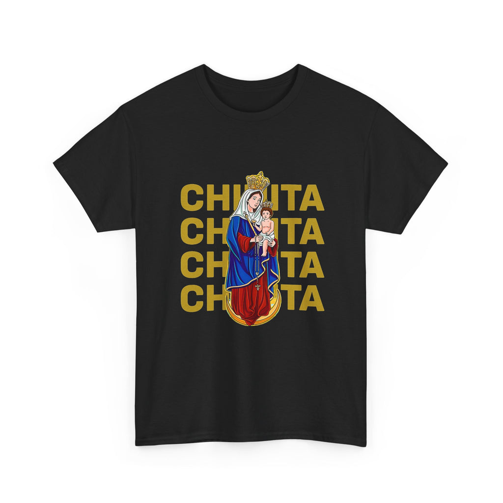 Virgin Mary Religious Tee — "Chinita" Repeat Retro Devotional T-Shirt