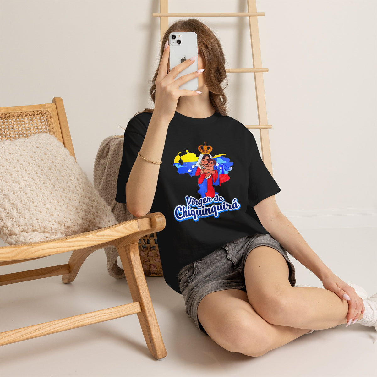 Virgen de Chiquinquirá T-Shirt — Marian Devotion Tee with Venezuelan Flag Art
