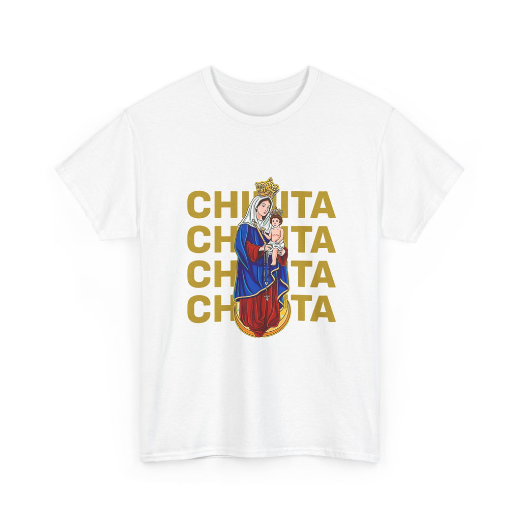Virgin Mary Religious Tee — "Chinita" Repeat Retro Devotional T-Shirt