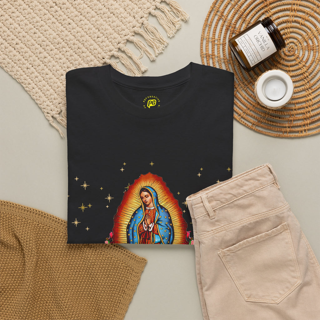 Virgin of Guadalupe T-Shirt — Nuestra Señora de Guadalupe Floral Devotional Tee
