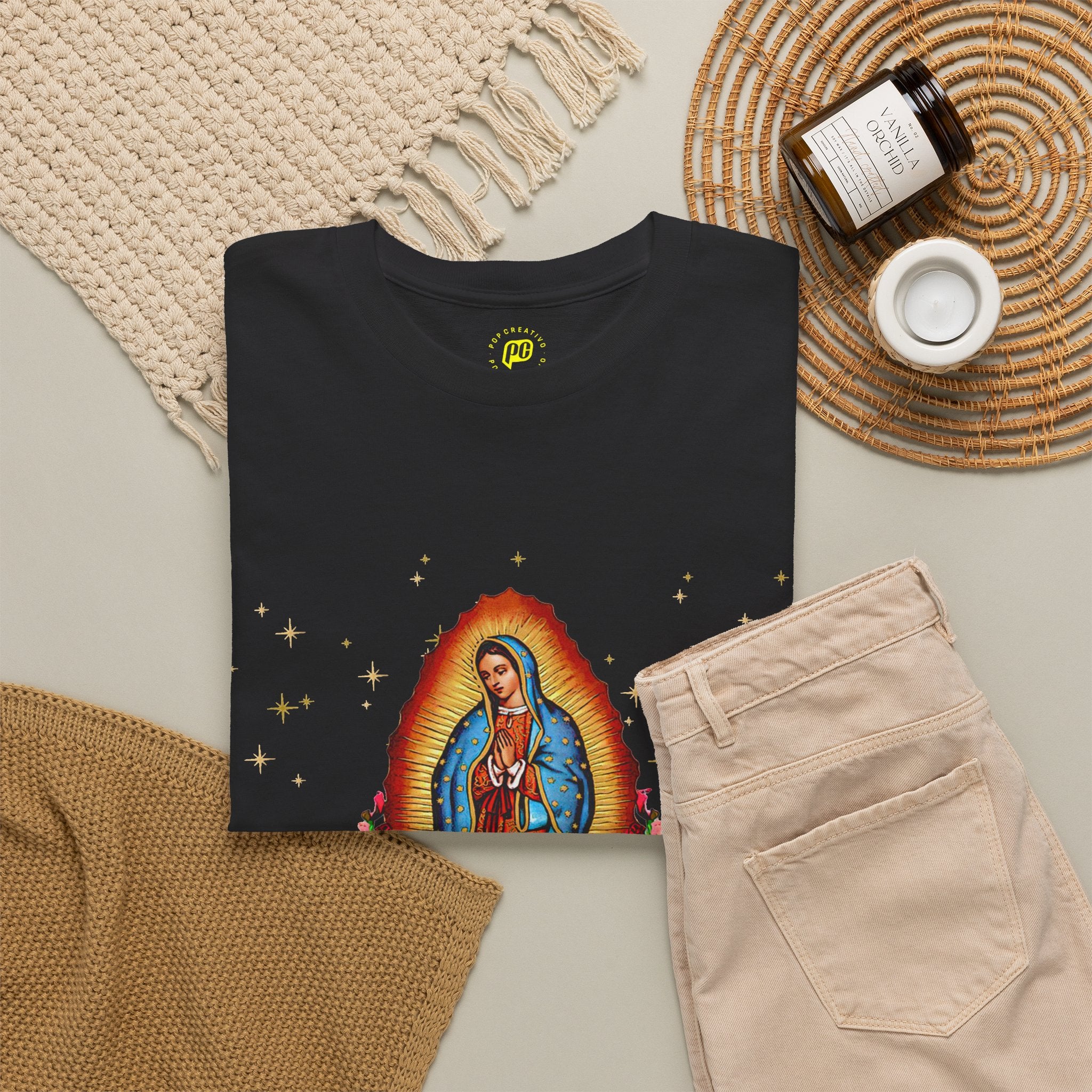 Virgin of Guadalupe T-Shirt — Nuestra Señora de Guadalupe Floral Devotional Tee